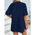 thumbnail image 2 of Women'S Short Sleeve Cardigan Summer Cardigan Casual Loose Beach Cover-Up Curved Hem Dark Blue S, 2 of 5