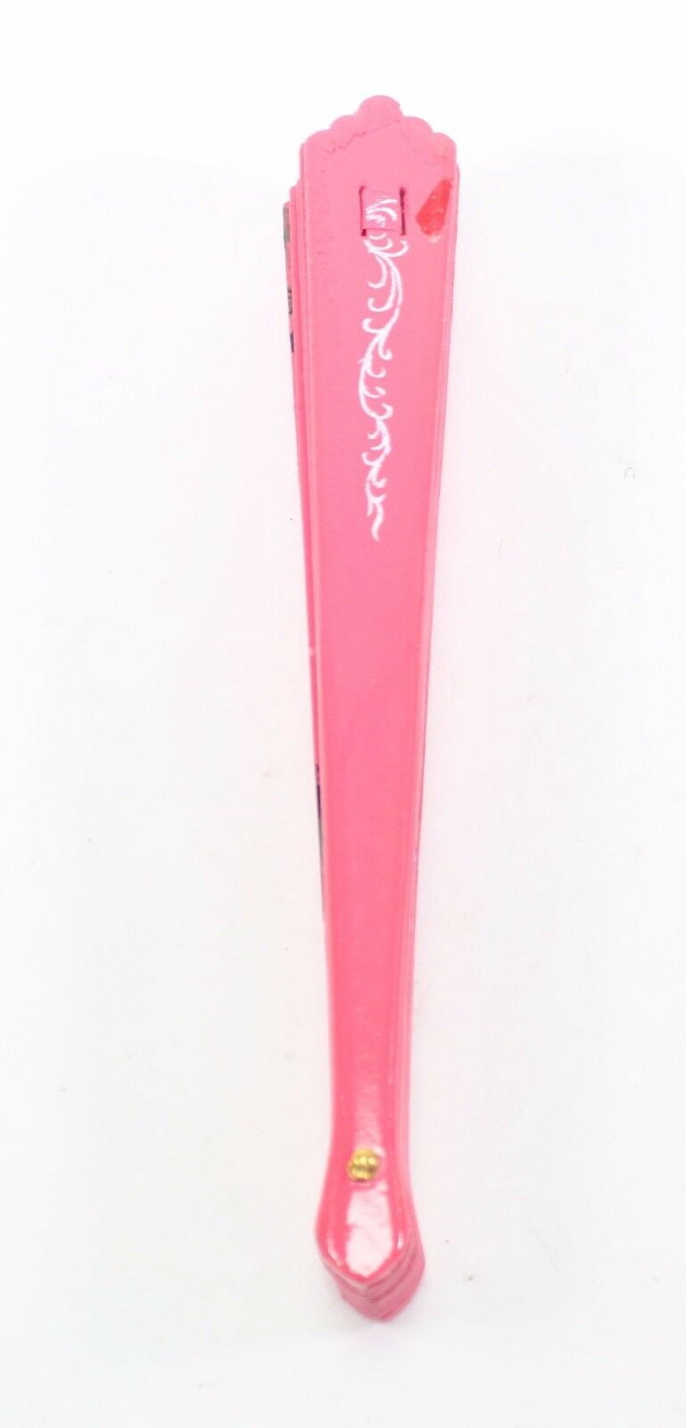 Pink Double Sided Wooden Spanish Floral Print Hand Folding Fan Party Gift EHD