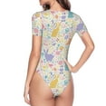 thumbnail image 4 of Naloa Flower Color Rabbit Women's Short-Sleeved Onesie, One-Piece Swimsuit for Parties, dates, clubs - Medium, 4 of 9