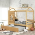 thumbnail image 1 of Twin Size House Bed Wood Bed with Twin Size Trundle ( Natural ), 1 of 9