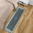 thumbnail image 2 of Ottomanson Machine Washable Cotton 2x5 Flatweave Runner Rug for Bedroom, 20" x 59", Black Floral, 2 of 4