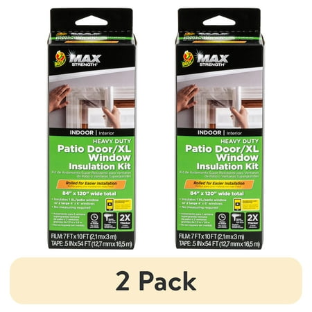 (2 pack) Duck Max Strength 84 in. x 120 in. Rolled Insulation Film Window Kit, Fits Patio Door/XL Window
