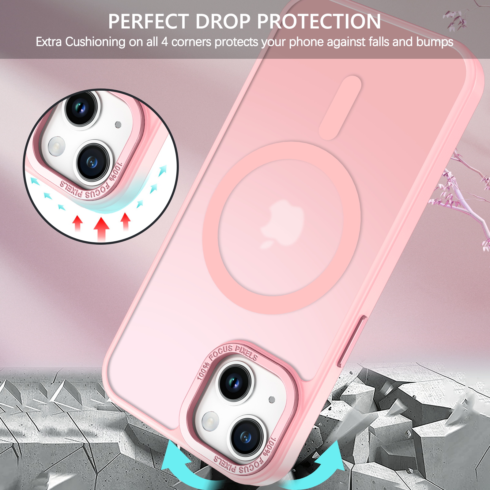 BENTOBEN iPhone 13/14 Slim Matte Pink Case with MagSafe photo 7