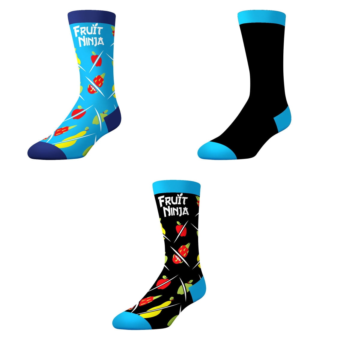 Socks by CRAZYBOXER Fruit Ninja Slice And Fruit Combo; Crew Socks, 3-Pairs