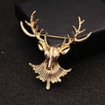thumbnail image 4 of Collar de Broche Pin de Navidad Unisex Salvador Cornamenta de Ciervo Oro 3D, 4 of 10