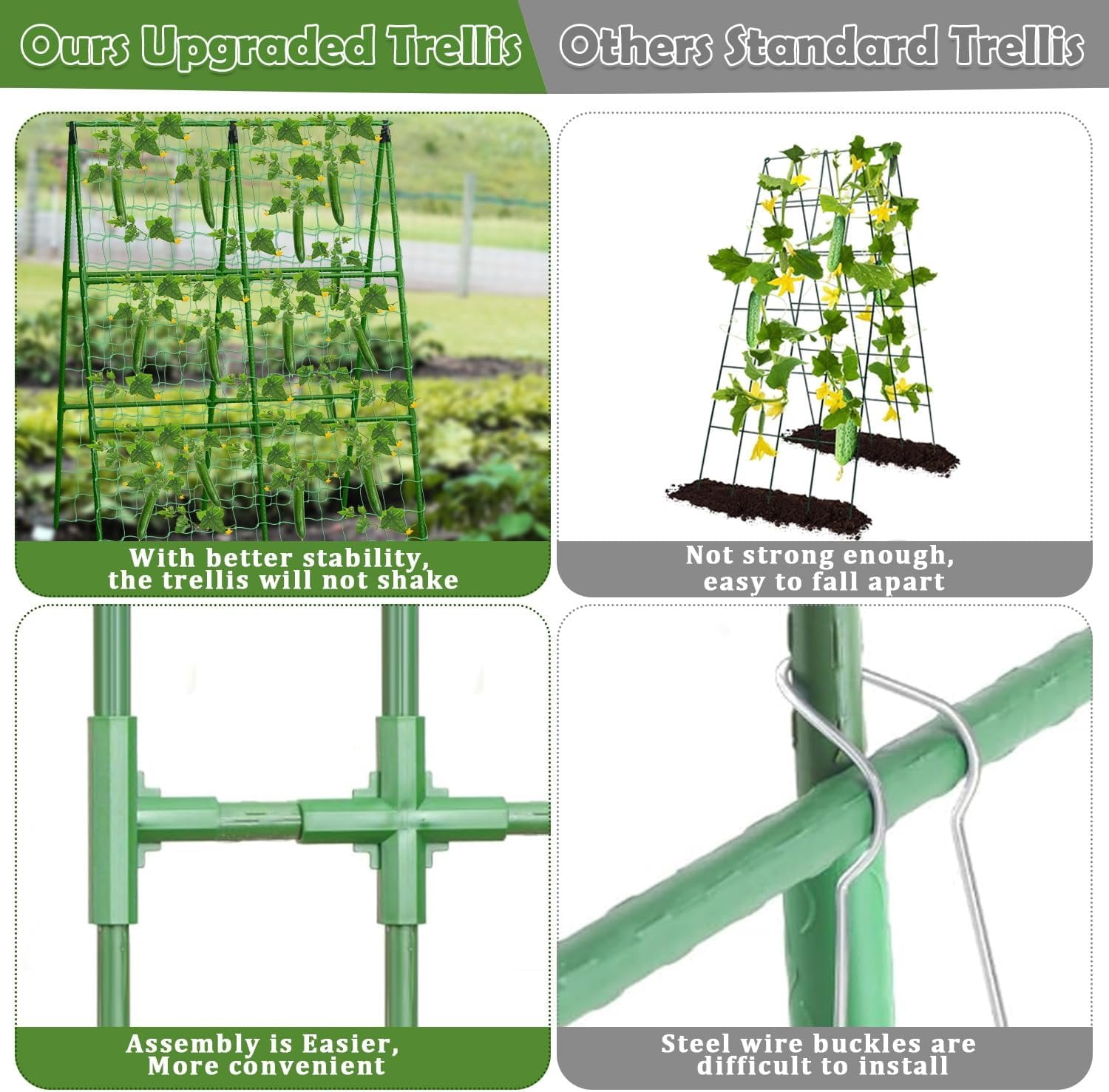 Cucumber Trellis for Raised Beds, 31 X  Inch Adjustable Size A-Frame Garden Trellis for Climbing  Outdoors with Climbing Net and  Support Clip for Vegetable Grape Tomato Garden Supplies