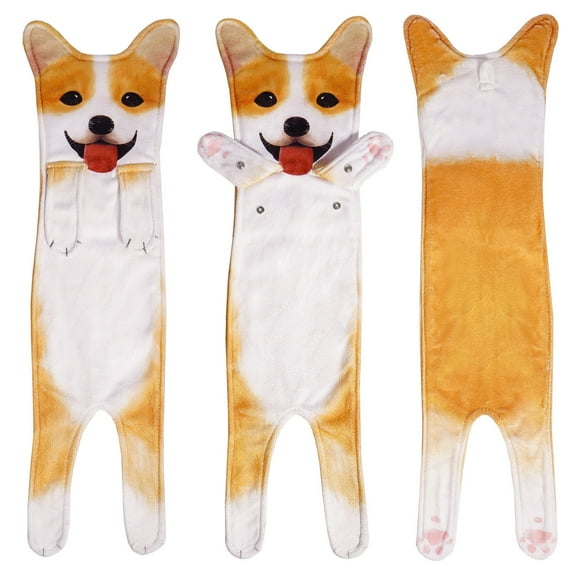 Qholemyo Dog Hand Towel Kitchen Bathroom Dog Towel Hanging Simulation Cute Pet Hand Towel Bathroom Hand Towels Soft Hand Towels