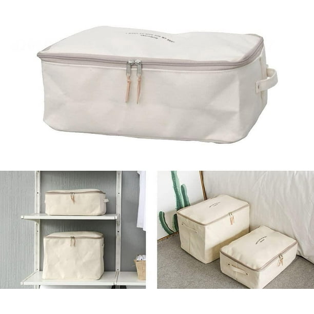 Foldable Storage Box with Zipper Lid and Handles Large Canvas,Clothes Storage Organizer Bag for