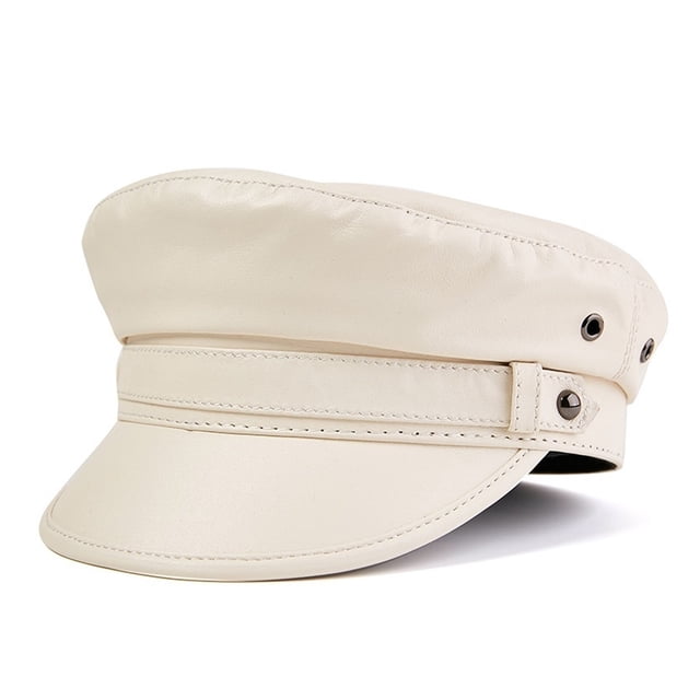 Casquette de Mode pour Femmes en Cuir PU Visière Béret Automne