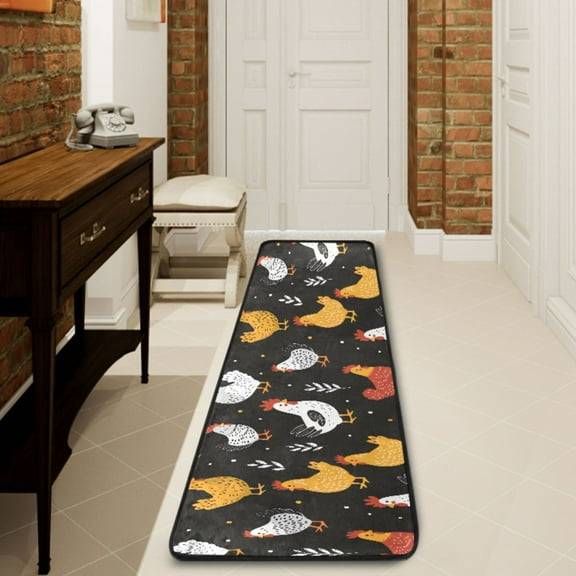Ryvnso Cute Chicken Hallway Runner Rugs Floor Carpet Non Slip Entryway Mat 2' x 6'