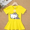 thumbnail image 2 of Hello Kitty-vestido de algodón con dibujos animados para niña, falda de princesa de manga corta con cuello redondo y estampado a la moda, color sólido, 2 of 5