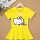 thumbnail image 2 of Hello Kitty-vestido de algodón con dibujos animados para niña, falda de princesa de manga corta con cuello redondo y estampado a la moda, color sólido, 2 of 5