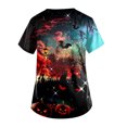 thumbnail image 3 of LINMOUA Plus Size Halloween Printed Working Uniform Tops For Women V-Neck Short Sleeve T-Shirts Workwear Tee With Pockets, 3 of 4