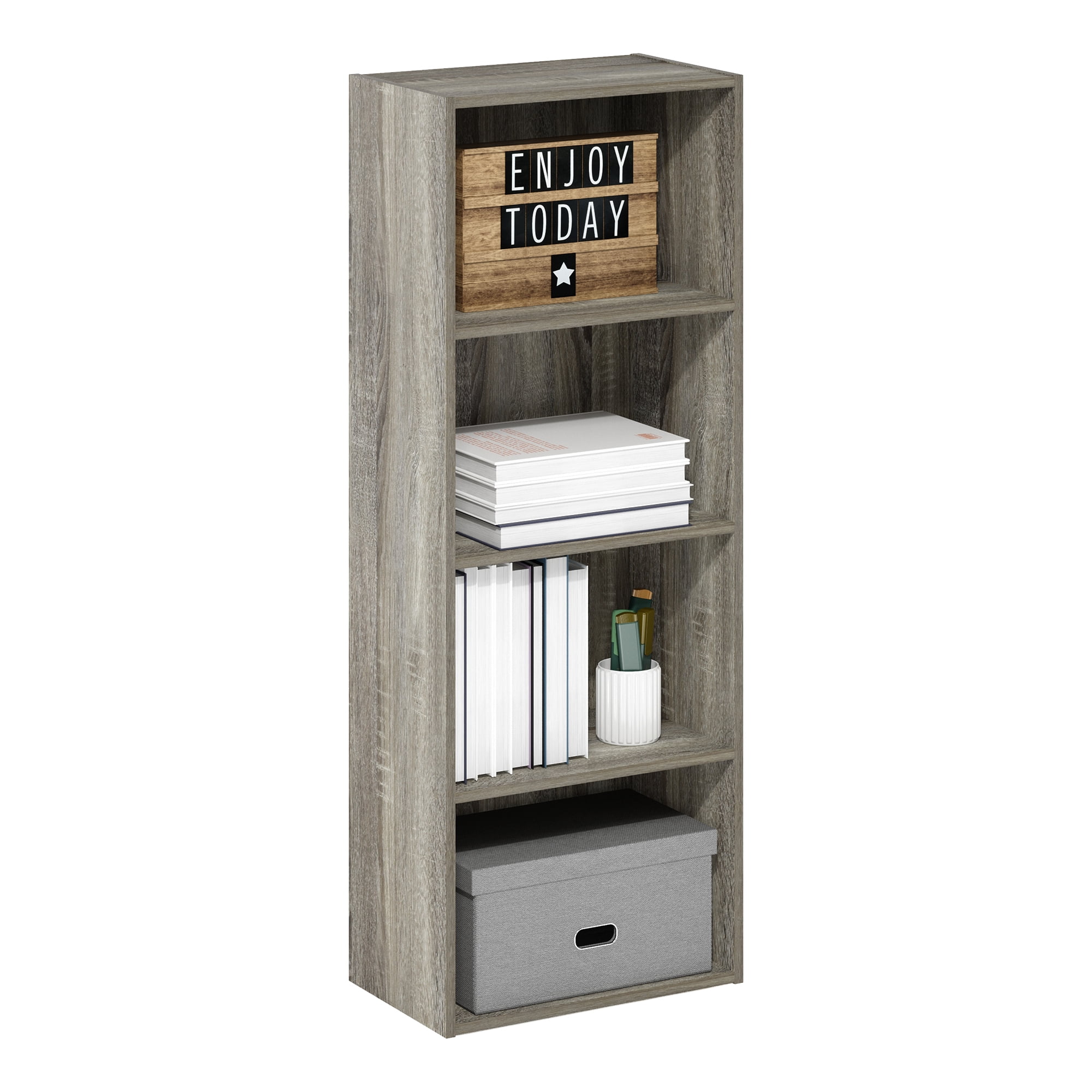 Furinno Luder 4-Tier Open Shelf Bookcase, French Oak