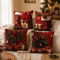 thumbnail image 2 of Sahpxhe Christmas Throw Pillow Cover 18X18 Set Of 4 Stocking Wreath Gift Boxes Pattern Soft Cushion Covers for Sofa Couch Home Decor, 2 of 7