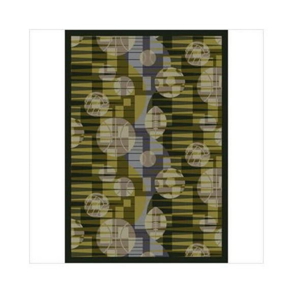 Keeping Score Green 3 ft.10 in. x 5 ft.4 in.  WearOn Nylon Machine Tufted- Cut Pile Sports Rug