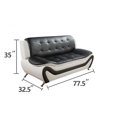 thumbnail image 4 of PonLiving Furniture 3 pc Black and White Faux Leather Modern Living Room Sofa set, 4 of 5