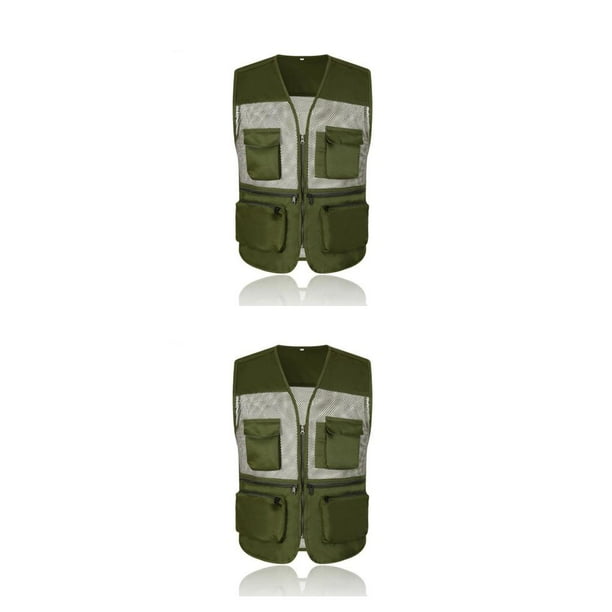 Toystoory Chaqueta de pesca NERIES, chaleco Multicolor ventilado profesional de varios tamaños, prendas de vestir exteriores para hombres, Verde/L 2Conjunto