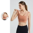 thumbnail image 2 of IWRICH Women's U Back Sports Bra Scoop Neck Padded Low Impact Yoga Clothes Workout Crop Top with Built in Pads Orange XL, 2 of 6
