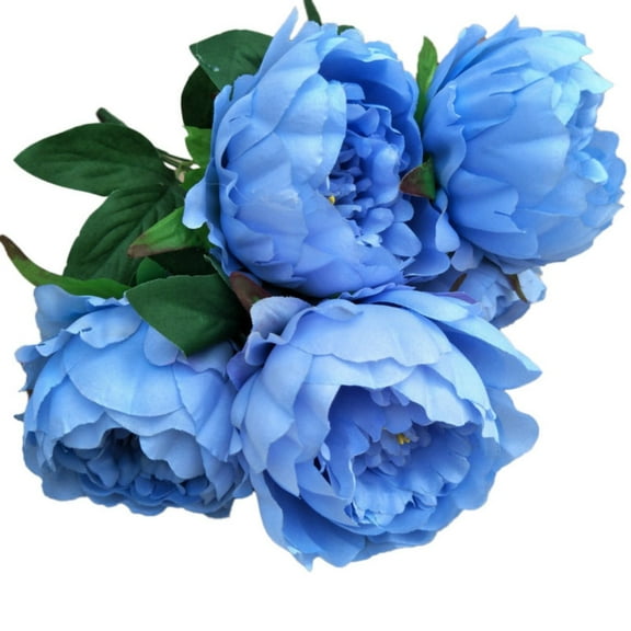 Clearance! Shiogb, Peony Artificial Flower Blue, Flowers Vintage Artificial Flower Long Stem Weather 5 Heads Wedding Bouquet Peony Faux Silk Flower Home Decor Rose Red