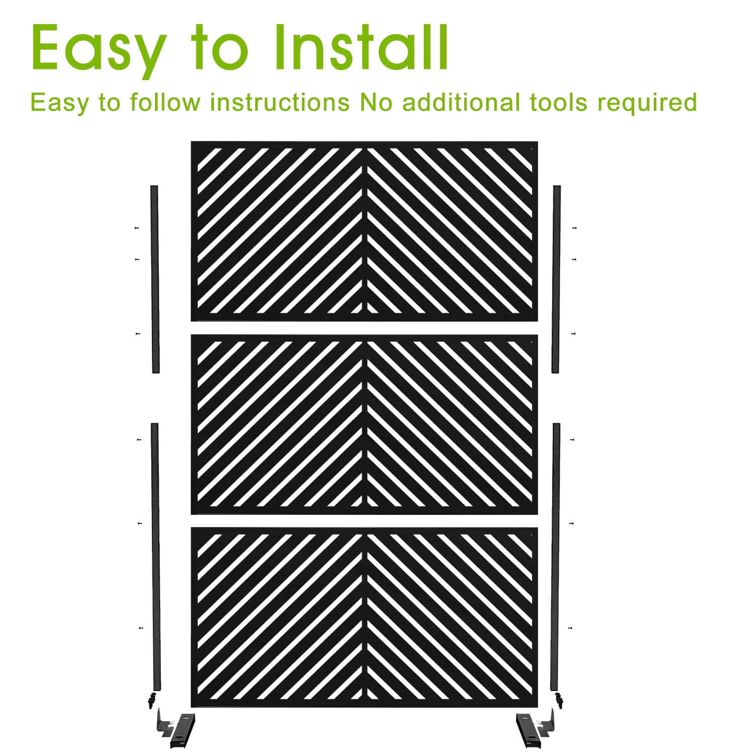 MAYEERTY 72x47in Black Galvanized Steel Panel Screen 6 Adjustable Panels