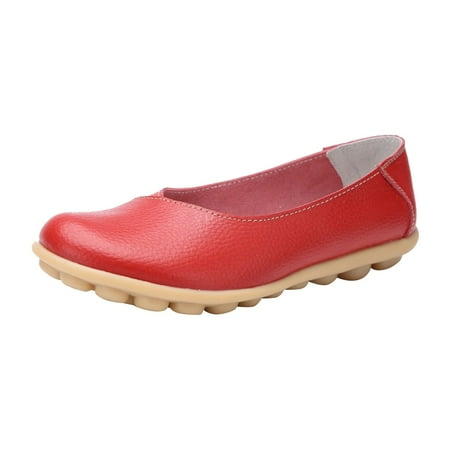 PLLFRLRT Loafers for Women Dressy Slip on Loafers Flats Shoes Comfort Wide Width Penny Loafers 2024 Dressy Flat Shoes Driving Work Shoes(Red 6.5)