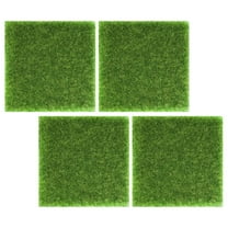 Artificial Grass Mat for Decoration Green Plastic 4 Pcs Small Fake Grass Mat Realistic DIY
