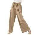 thumbnail image 1 of Chbgutlmr Lounge Pants for Women Solid Color Drawstring Elastic Waist Loose Casual Trousers with Pockets, 1 of 6
