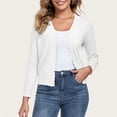 thumbnail image 2 of Wevis Women Scalloped V Neck Long Sleeve Knit Cardigan Button Front Casual Layering Sweater Jacket, 2 of 5