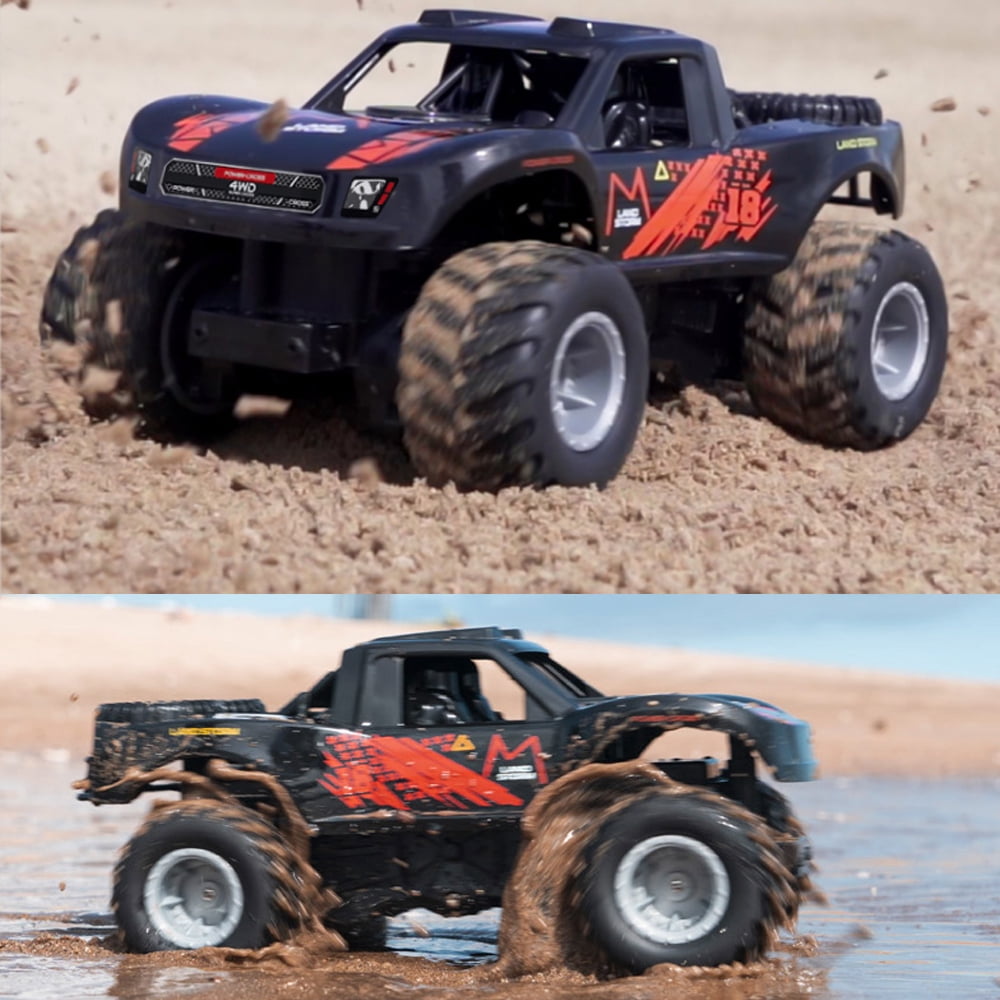 Amphibious Remote Control Car Truck Toys, 1:16 All Terrain 4WD Off-Road RC Car Waterproof, Monster Truck for Boys, Kids Pool Toys Gifts, 2 Batteries