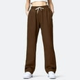 thumbnail image 4 of Baqcunre Autumn And Winter Solid Color Sports Pants Casual Loose Drawstring Pockets Wide Straight Pants Pants For Women Casual Pants For Women Sweatpants Women,Women'S Pants,Color Brown,Size M, 4 of 9