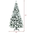 thumbnail image 2 of Gymax 6 FT Artificial Snow Flocked Christmas Tree Hinged Xmas Tree w/ Metal Stand, 2 of 10