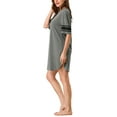 thumbnail image 4 of INSPIRE CHIC Women's Pajamas Shirt Nightgown Dress Pajamas Sleepwear Short Sleeve Dark Gray Large, 4 of 7