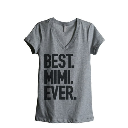 Thread Tank Best Mimi Ever Women's Relaxed V-Neck T-Shirt Tee Heather Grey