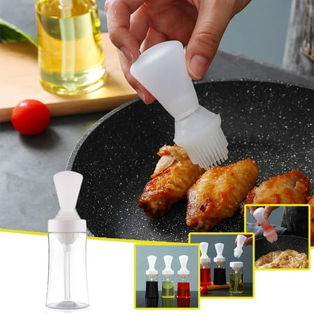 

Oil Bottle with Push Type Brush Kitchen Oil Bottle High Temperature Resistant for Outdoor Barbecue