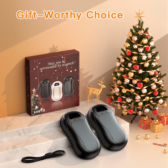 P.Toultek Hand Warmers Rechargeable 2 Pack, 6000 mAh Electric Fast Hand Warmers, Reusable Portable Pocket Heater, LED Display & 3 Levels, Gifts for Christmas, Outdoor, Golf, Travel, Hunting, Camping