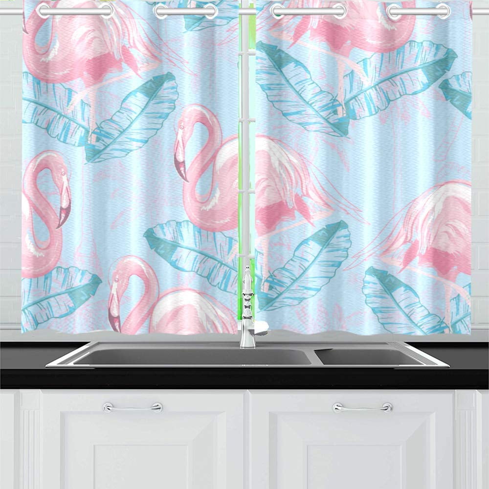 MKHERT Beautiful Flamingo Window Curtains Kitchen Curtain Room