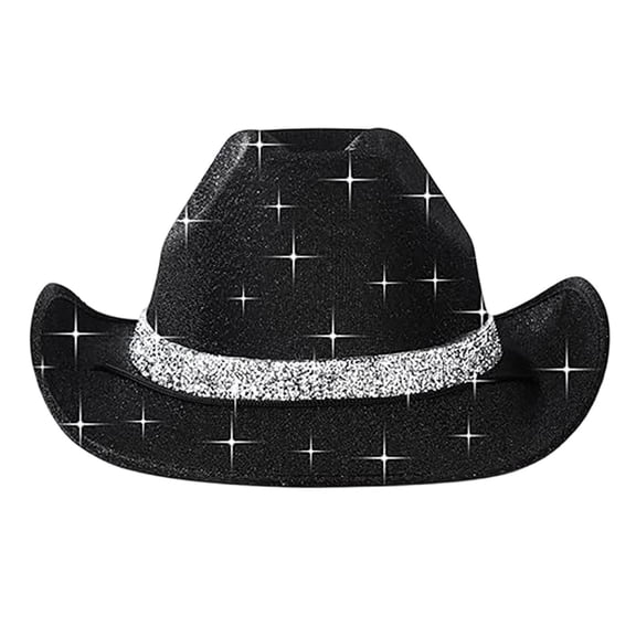 Mnyotv Glitter Cowboy Hats Halloween Costume Hat for Girls Boys Rhinestone Wide Brim Glitter Hats