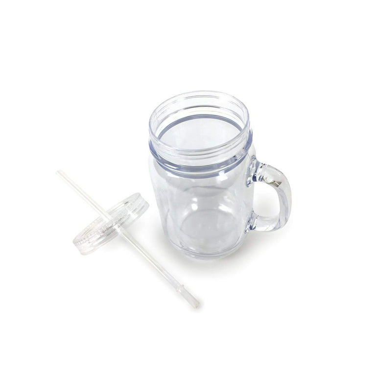 Drinking Cup/glass/mug Mason Jar With Handle & Straw 0760