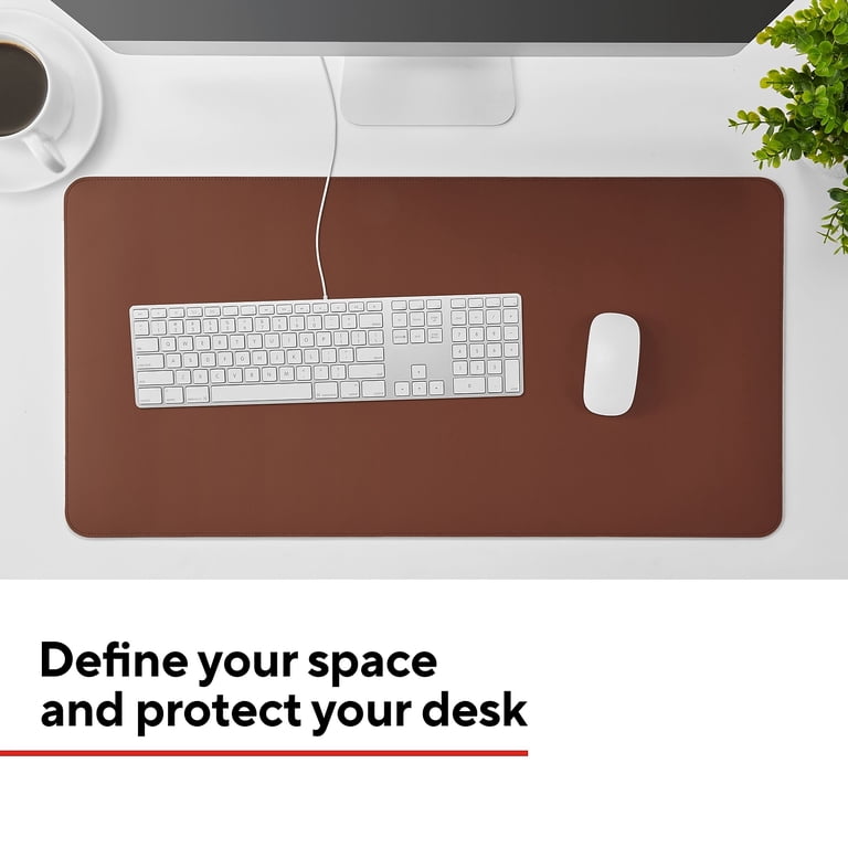 Staples TECH Anti-Slip Faux Leather Desk Pad, Brown photo 2