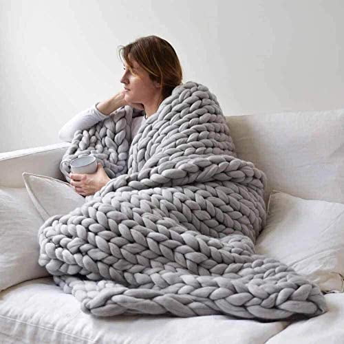 Soft Luxury Chunky Knitted Blankets Thick Yarn Braided Throw Comfy Blanket for Couch Light Gray 80 x80 Walmart
