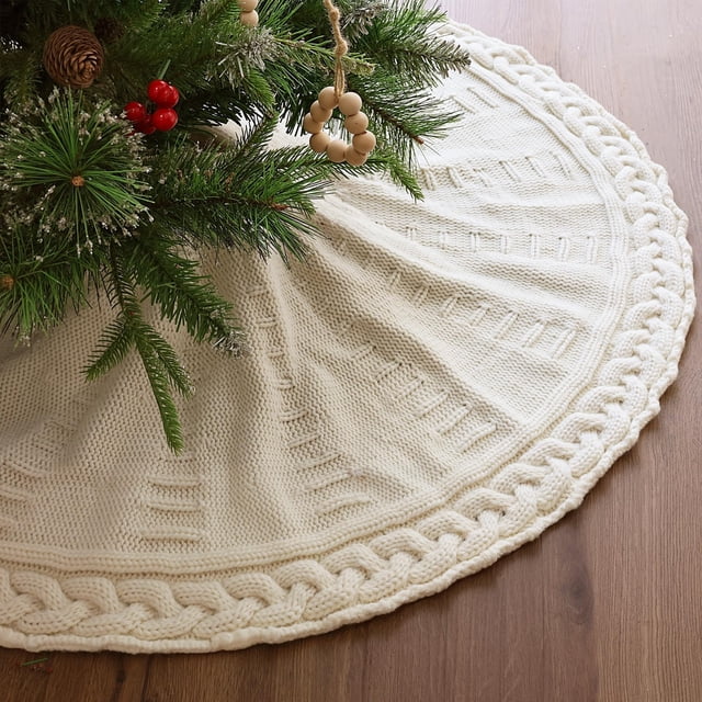 Lápiz LimBridge para faldón con forma de árbol de Navidad, 91 cm, color blanco crema