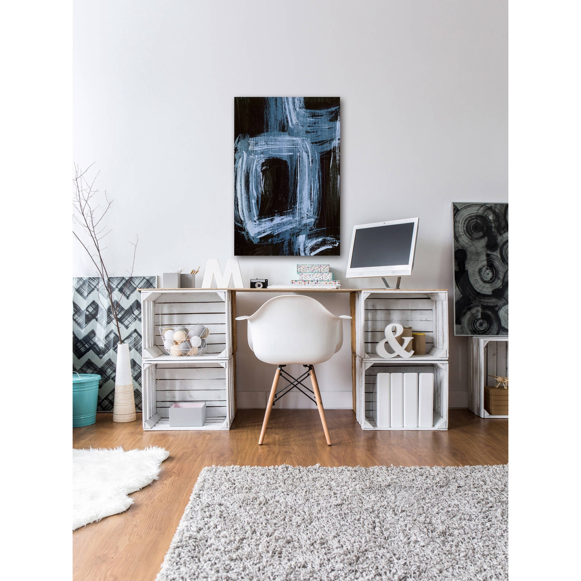 Marmont Hill "Sapphire Windows I" Painting Print on Wrapped Canvas
