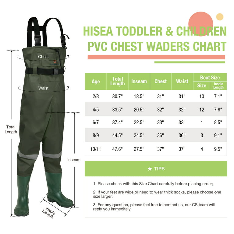 HISEA Unisex PVC Nylon 2-Ply Chest Waders Bootfoot Fishing Hunting Waders  Pants
