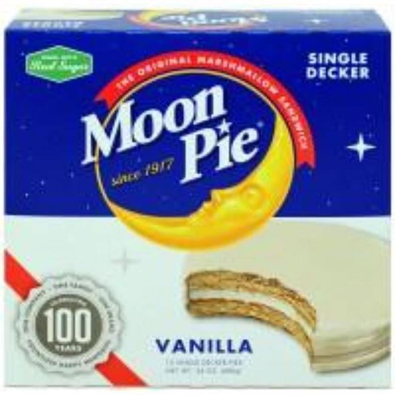 Moonpie 14412BX Single Decker Vanilla Pie - 2 Boxes of 12 Pies