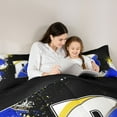thumbnail image 5 of Feelyou Blue Monogrammed B Queen Comforter Set for Kids, Chic Splatter Splash Bedding Sets, Art Letter Reversible Bedding Comforter Set, Ultra Soft Bedroom Decor, 3-Piece, 5 of 8