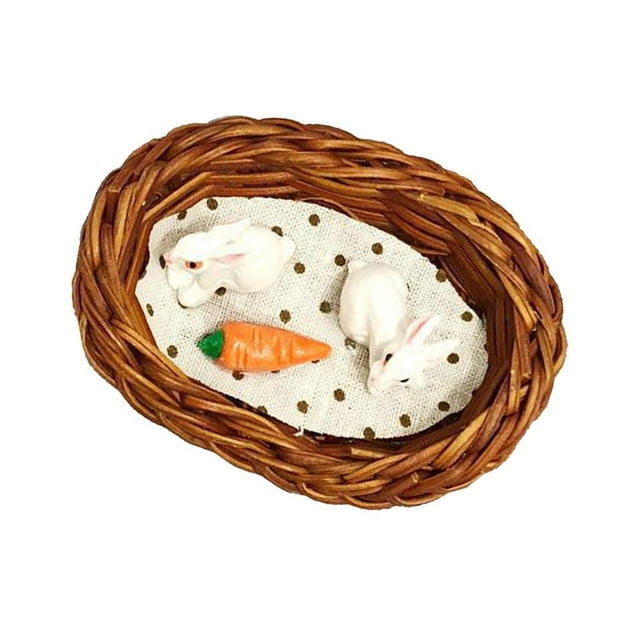 Mini de ratán, casa de en miniatura 1:12, casa de de juguete, modelo de simulación, accesorio para jardín libre perfke Dollhouse Rabbit Nest Zanahoria