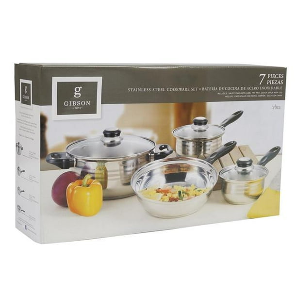 Gibson Cuisine Select 7Piece Cookware Set, Stainless Steel Walmart