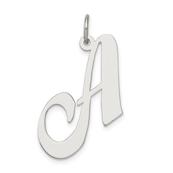 Sterling Silver Rhodium-plated Large Fancy Script Initial A Charm