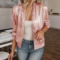thumbnail image 2 of Towmus Women's Metallic Zipper Bomber Jacket Outwear Long Sleeve Tops Causal Lightweight Jacket Coats, 2 of 4